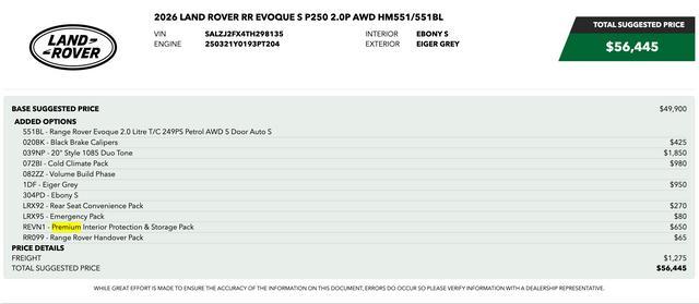 Land Rover Range Rover Evoque 2026